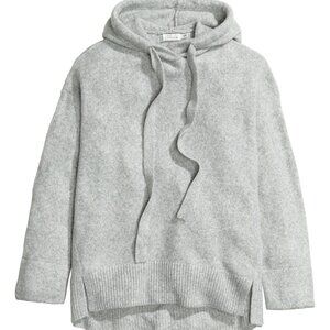 New HM Knit Hooded Oversized Sweater Gray, Size XS